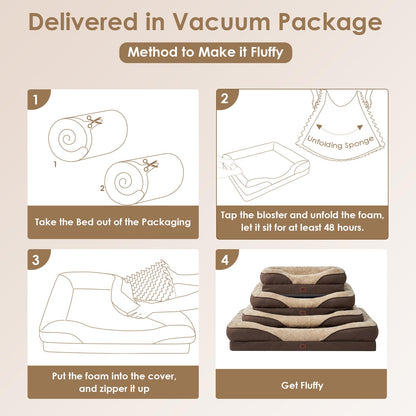 EHEYCIGA Orthopädisches Memory Foam Hundebett - Braun, Mittelgross