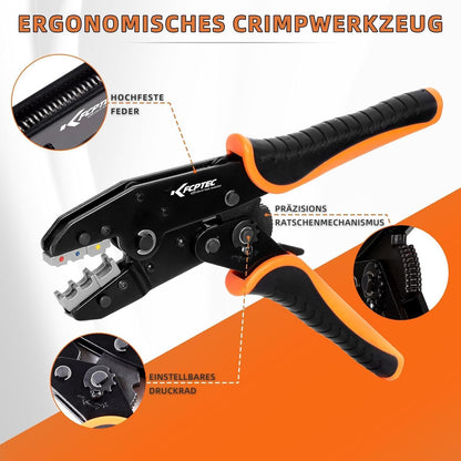 KF CPTEC Crimpzange Wechselbacken Set Ratschenfunktion – 9-teilig