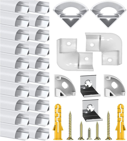 Chesbung LED Aluminium Profil V-Form 20x1m für LED Streifen bis 12 mm, eloxiertes Aluprofil mit milchig weisser Abdeckung