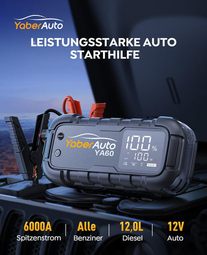 YaberAuto Starthilfegerät 6000A – Powerbank 65W PD