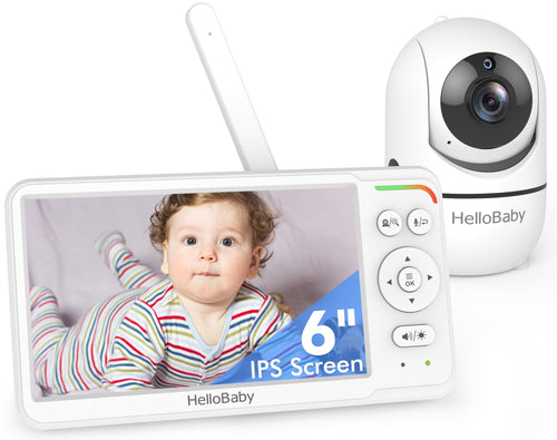 HelloBaby HB6560 Babyphone mit Kamera, 6-Zoll-Display, Nachtsicht