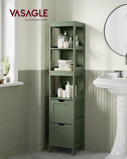 VASAGLE Badezimmerschrank BBC066C01 freistehend – Waldgrün