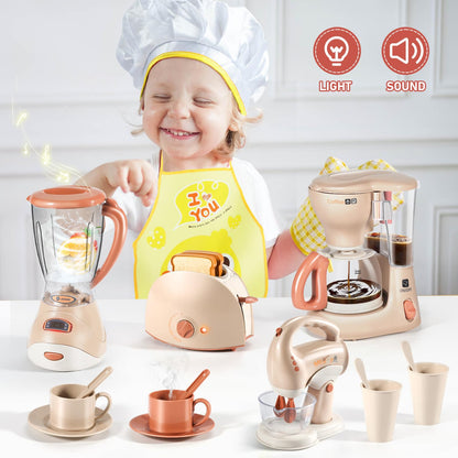 LOVE LIFE Kinderküche Spielset mit Kaffeemaschine, Mixer & Toaster