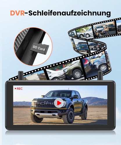 AUTO-VOX Solar3A Plus kabellose Solar-Rückfahrkamera, 7,2 Zoll DVR