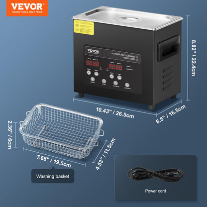 VEVOR Ultraschallreiniger KZ-F3, 3 L, 120 W, mit Heizung und Timer
