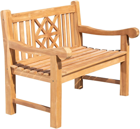 CLP Teak-Gartenbank Florida I – Vollholz Sitzbank 120 cm Teak. Rechteckige Bank aus naturfarbenem Teakholz zum Sitzen im Außenbereich.