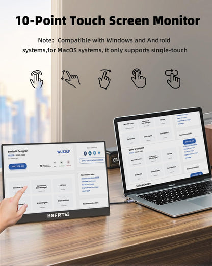 HGFRTEE 14 Zoll WUXGA Tragbarer Monitor IPS Touchscreen