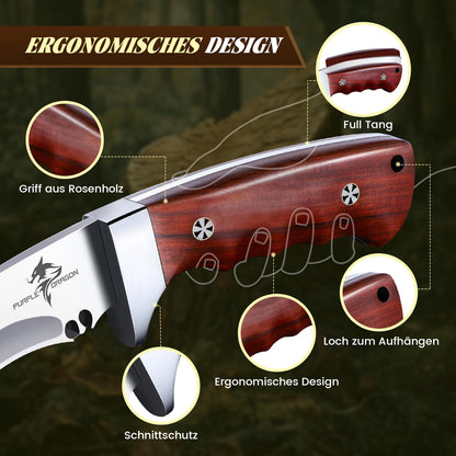 Purple Dragon Survival Messer mit Full Tang Klinge und Holzgriff