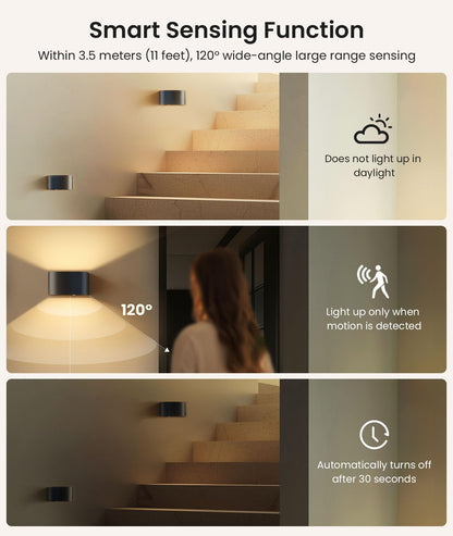 FULEN LED Wandleuchte Innen mit Bewegungssensor, Akku, 4er Set