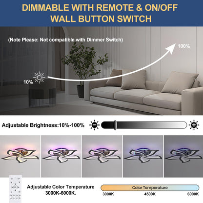 ZAITINZ LED Deckenleuchte 5 Blütenblätter Dimmbar – Schwarz