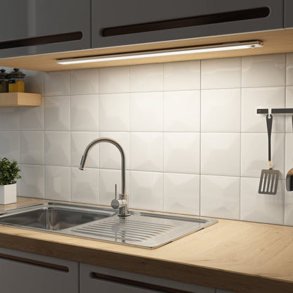 SOAIY LED Unterbauleuchte 60 cm dimmbar mit Akku und Bewegungsmelder, flache Lichtleiste aus Aluminium