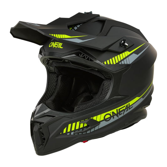 O'NEAL C-SRS SOLID Motocross Helm - Schwarz/Neongelb, Grösse S. Dieser Vollvisierhelm schützt den Kopf beim Motocross-Fahren.