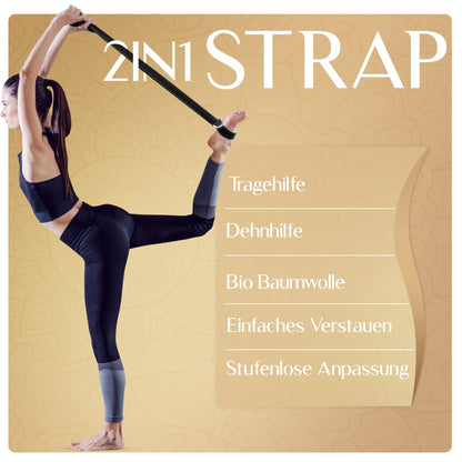 YOGALABS® 2in1 Yogamatte - Kork & Naturkautschuk 183x61x0,4cm