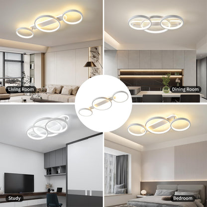 LED Deckenleuchte Ring 3-flammig dimmbar – APP, Weiss 78cm