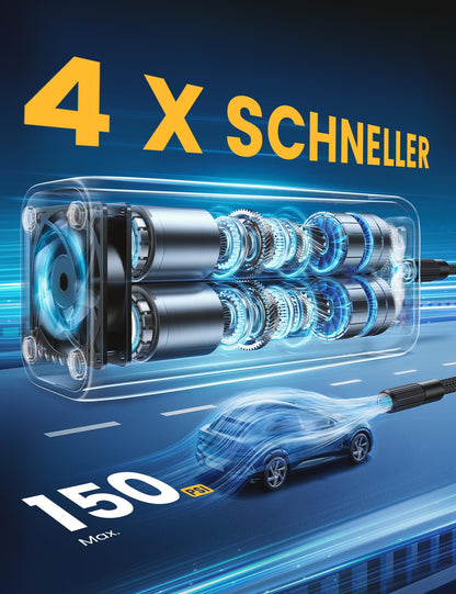 Lamicall Elektrische Luftpumpe Akku, 150 PSI Mini Kompressor