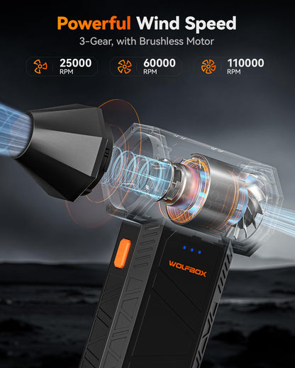 WOLFBOX MegaFlow 50 Elektrisches Staubgebläse mit Akku, 110000 U/min