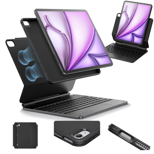 ESR iPad Air 13" M3 Tastaturhülle Rebound 360 - Schwarz, rechteckige Hülle mit integrierter Tastatur. Schützt und ermöglicht präzises Tippen.