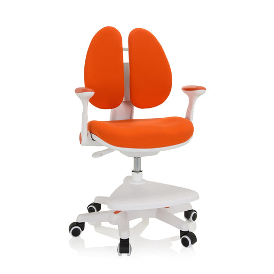 hjh OFFICE 736419 Kid Wing Kinderschreibtischstuhl. Oranger und weißer, ergonomischer Schreibtischstuhl für Kinder, drehbar und höhenverstellbar.