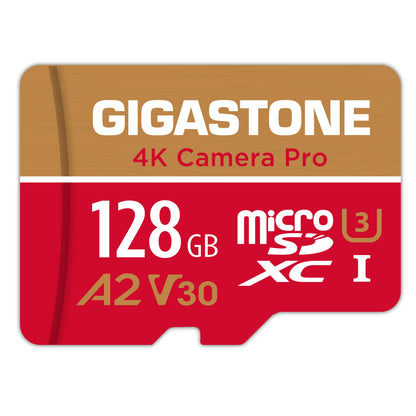 Gigastone microSD Speicherkarte 128GB, 4K, 100/50 MB/s, V30 mit SD-Adapter