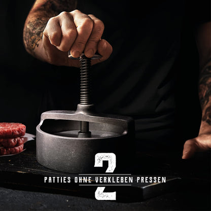 Adelmann XL Profi-Burgerpresse, Aluguss, Ø 125 mm, Patty-Auswerfer