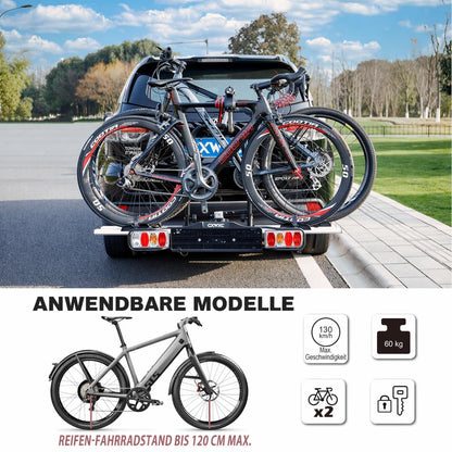 CXWXC Fahrradträger für Anhängerkupplung, 2 Fahrräder, 60 kg