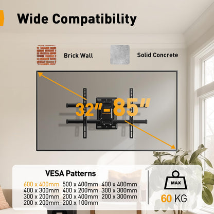 Perlegear TV Wandhalterung PGLF6 schwenkbar neigbar 32-85 Zoll