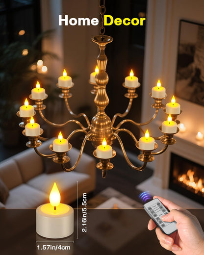 SoulBay LED Teelichter wiederaufladbar, 12 Stück mit Fernbedienung