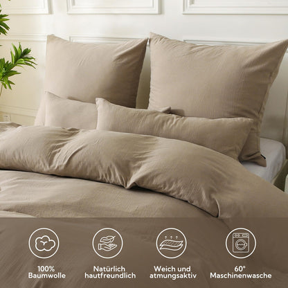 SOULFUL Doppelte Muslin Baumwolle Bettwäsche-Set 220x240 Kaffeebraun