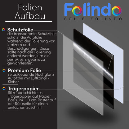 Folindo® Autofolie Car Wrapping Folie - Schwarz Glanz 15x1.52m