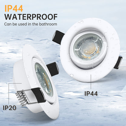 wowatt LED Einbaustrahler 10er 7W Weiss - Dimmbar IP44 Warmweiss