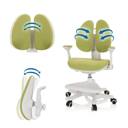 hjh OFFICE Kid Wing Kinder Schreibtischstuhl Grün/Weiss mit Fussablage