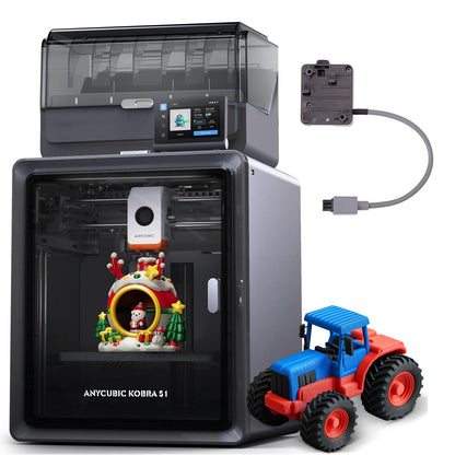 Anycubic Kobra S1 Combo 3D-Drucker. Mehrfarbiges Gehäuse. Schneller FDM-Druck von Prototypen mittels Filament-Extrusion.