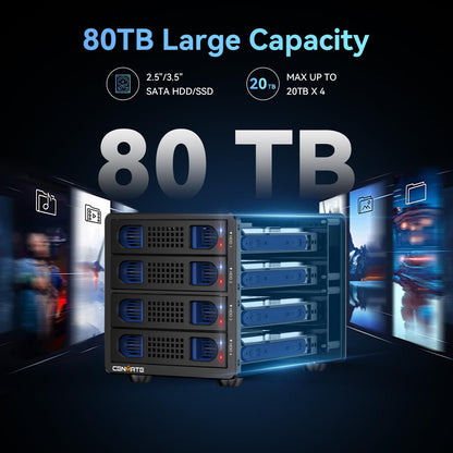 TechPro USB 3.0 Festplattengehäuse - 4-Schacht, 2.5/3.5" SATA