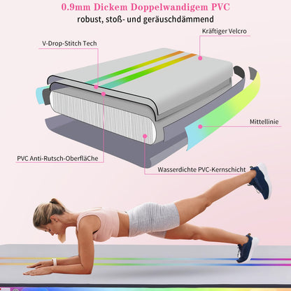 ROMELANDS Turnmatte Aufblasbar, 3M Trainingsmatte mit Luftpumpe, 10 cm hoch Gymnastikmatte für Yoga, Taumel, Turnen, Ausbildung