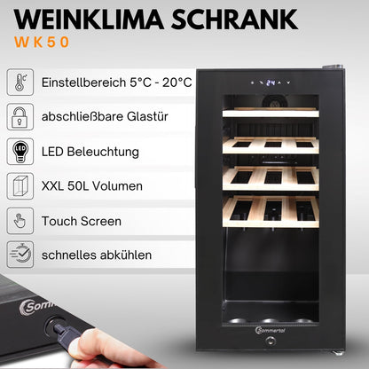 Sommertal WK 50 Weinkühlschrank - 15 Flaschen, Glastür