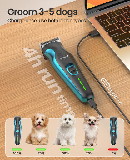 oneisall Hundeschermaschine 2-in-1 mit Pfotentrimmer, leise