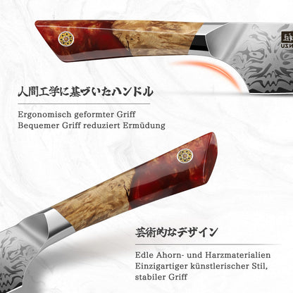 SHAN ZU Japanisches Damastmesser SG2 Kochmesser – WHITE TIGER 20cm