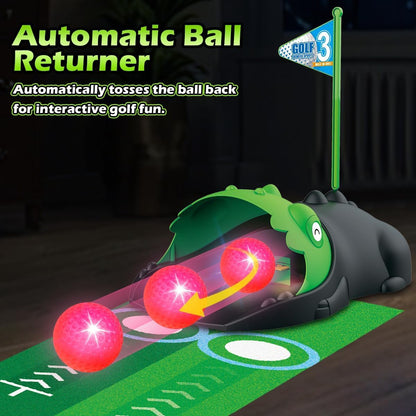 TERRAMUS Minigolf Set für Kinder, Indoor und Outdoor, LED-Ballrückgabe