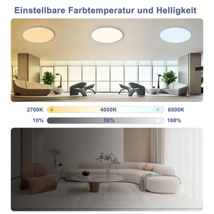 ONDTA LED Deckenleuchte Dimmbar IP54 - Rund Ø45cm