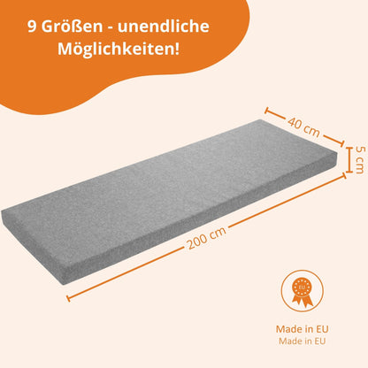 sleepling Bankauflage 200x40 cm hellgrau, Sitzkissen Outdoor & Indoor