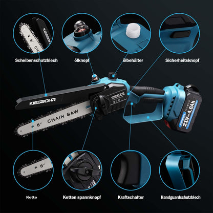 KIESBOHR CS001 Bürstenlose Akku Kettensäge 20cm - Makita 18V Komp.