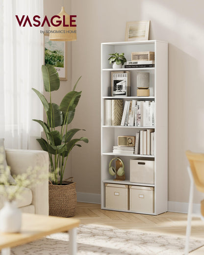 VASAGLE Bücherregal LBC169T14, 6-stöckiges Standregal, wolkenweiss