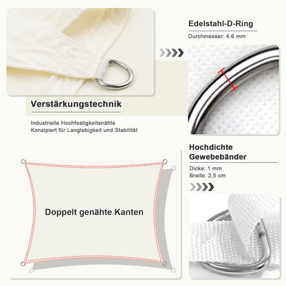 HENG FENG Sonnensegel 4x5 m rechteckig wasserdicht beige