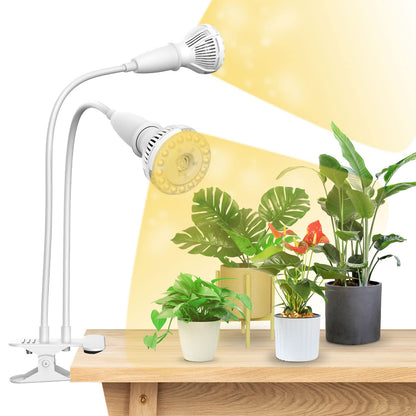 SANSI LED Pflanzenlampe Vollspektrum 20W 2-Kopf Clip Wachstumslampe mit 360° Schwanenhals zur Pflanzenbeleuchtung