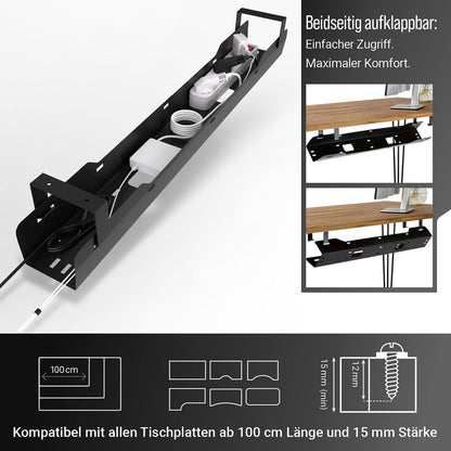 Ultimate Setup Schreibtisch Kabelwanne Kabelmanagement - Schwarz