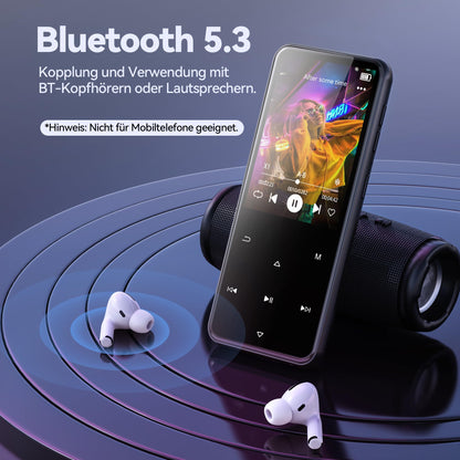 AGPTEK M3 MP3-Player Bluetooth 5.3 mit 64 GB Speicher, Schwarz