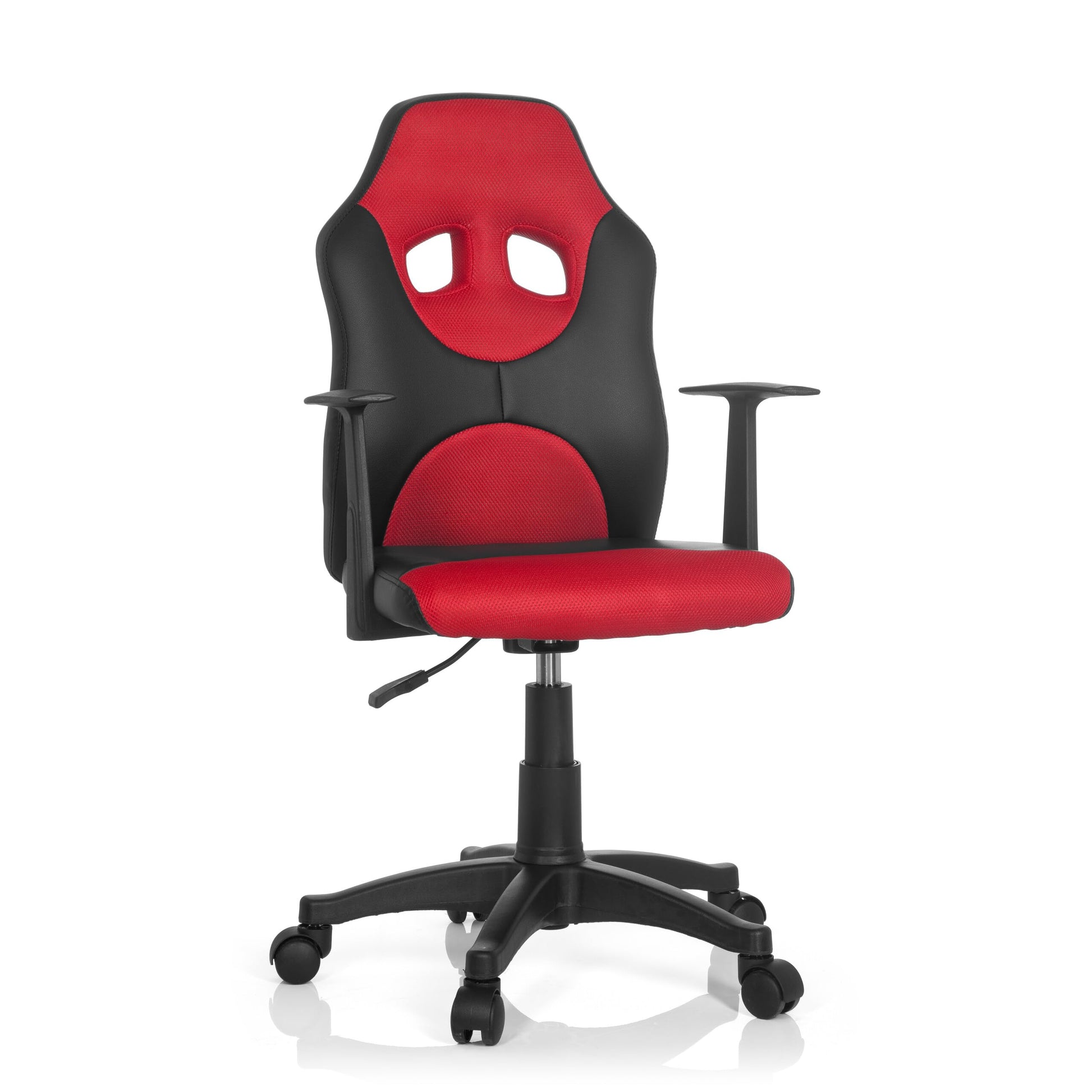 hjh OFFICE Kid Game AL Kinder-Drehstuhl Kunstleder Schwarz/Rot. Höhenverstellbarer Drehstuhl für Kinder-Schreibtische.