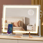 SONGMICS Schminkspiegel mit Beleuchtung, 15 LED, 58 x 43 cm, LWM002W02, mattweiss, Stahlsockel