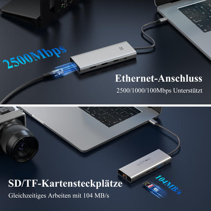 Minthouz USB C Docking Station 12-in-1 Triple Monitor Dual DP HDMI