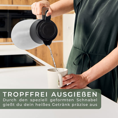 WALDWERK Thermoskanne 1,5 L – doppelwandige Edelstahl-Isolierkanne
